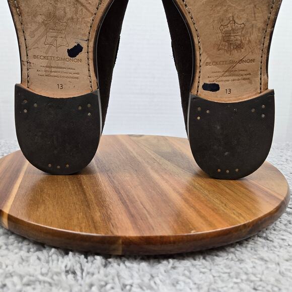 Beckett Simonon Mens 13 Bernard Brown Suede Almond Toe Tassel Loafer Dress Shoe - Picture 10 of 14